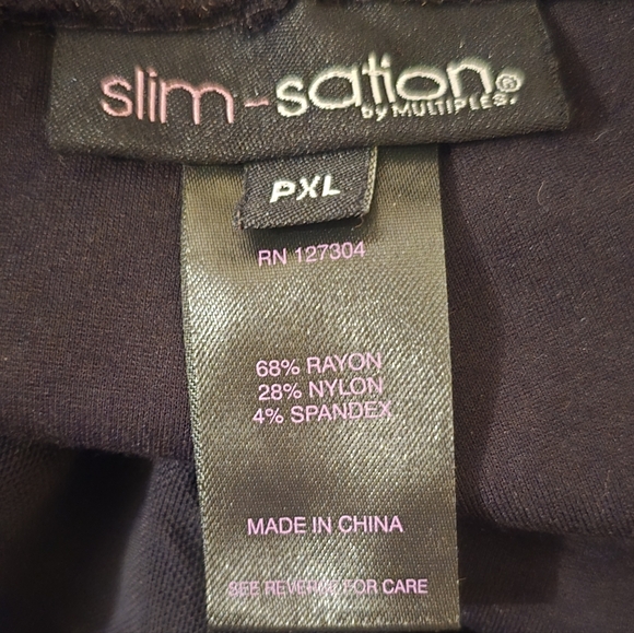 Slim-Sation by Multiples Black Pull-On Slimming Office Business Casual Pants PXL - Picture 3 of 4